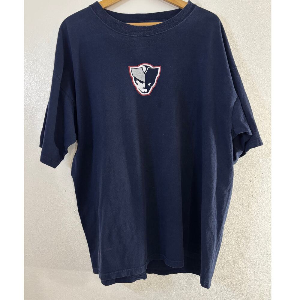 Majestic Patriots Graphic Print T-Shirt Navy Short Sleeve Men Size 2X